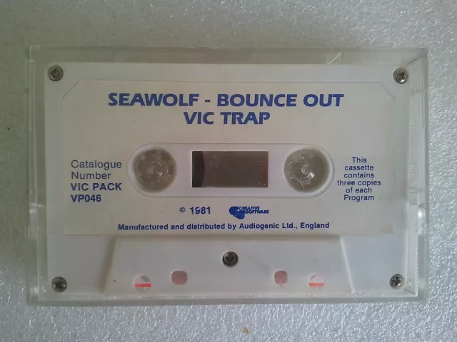 Vintage Commodore Vic-20 Computer Tape: SeaWolf - Bounce Out - Vic Trap - Tested