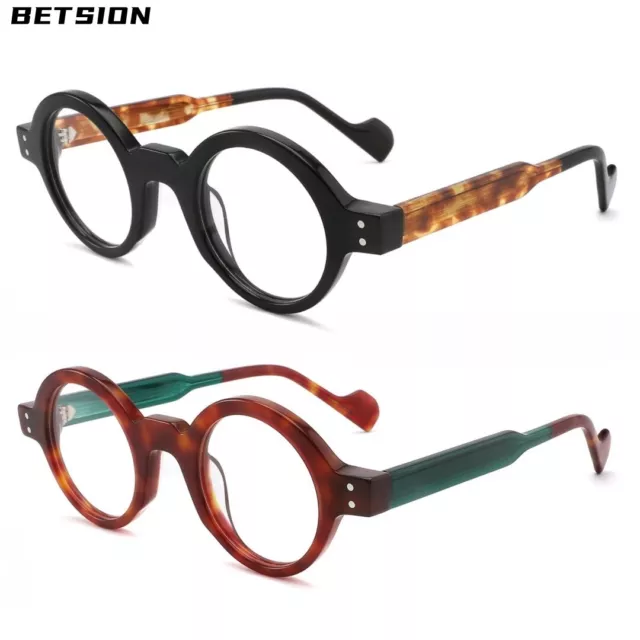 Rerto Fashion Round Acetate Wide Legs Eyeglasses Frames Reading Glasses Vintage