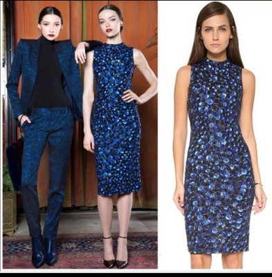 Alice + Olivia Blue Black Sparkle Sequin Ivana Embellished Dress Size 6 NWOT