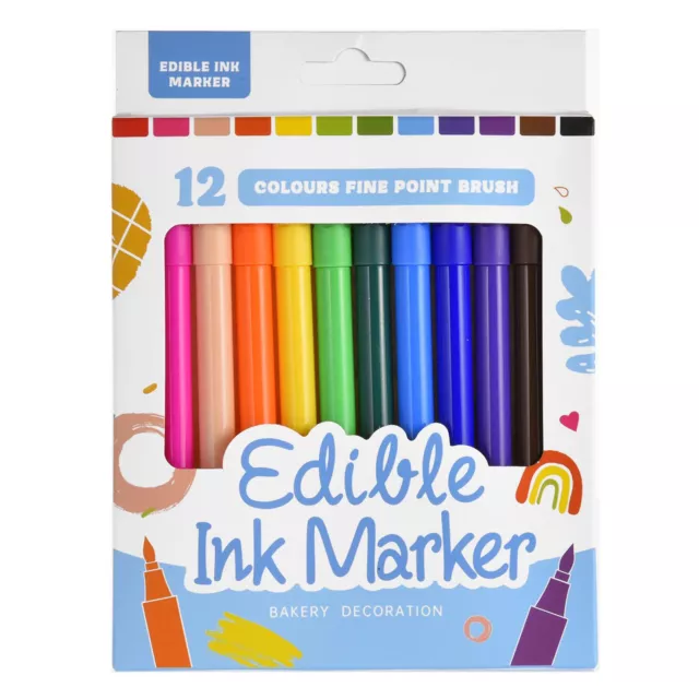 12-Color Edible Ink Food Edible Markers for Cookie Cake Decorating