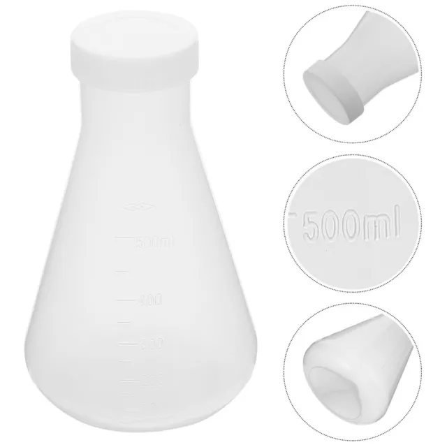 3pc Erlenmeyer Flask Set Screw Caps Lab Conical Flask 100ml 250ml 500ml