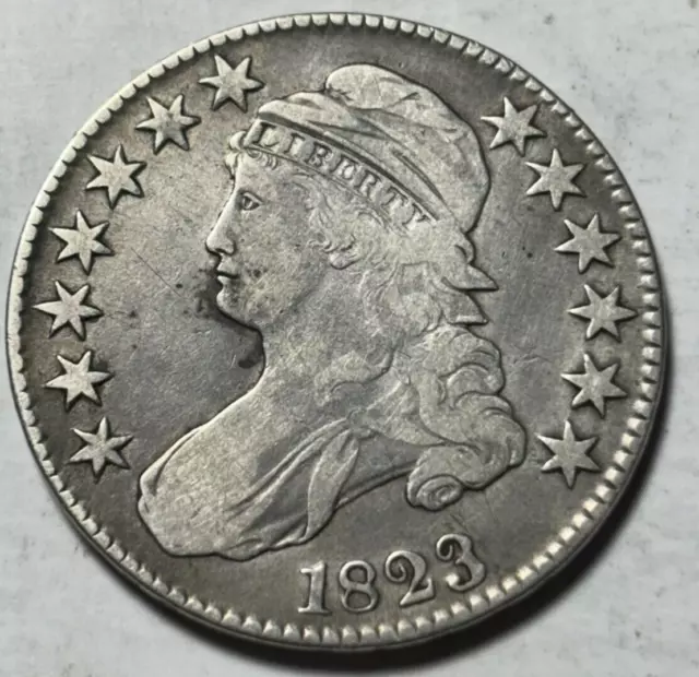 1823 50c Capped Bust Half Dollar. Attractive Circulated Details, Lightly Cleaned