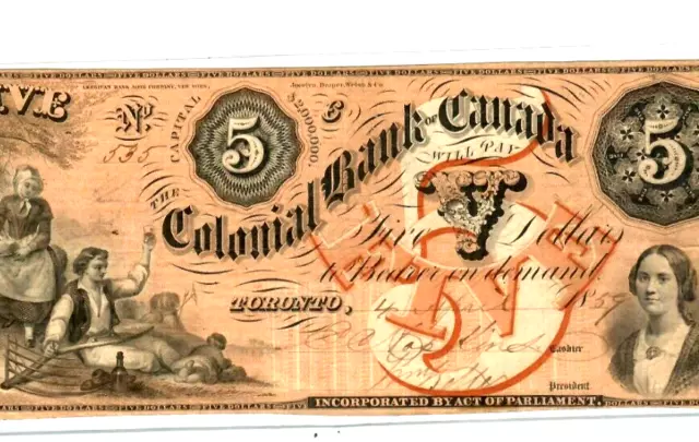 $5 "Colonial Bank Of Canada" (Rare) $5 "Colonial Bank Of Canada" Crispy!!! Rare!