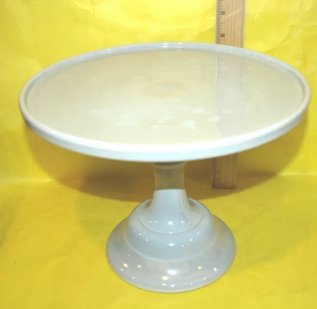 Mosser Glass Pedestal Cake / Pastry Stand Plate,  10" GRAY MARBLE, NEW OPEN BOX