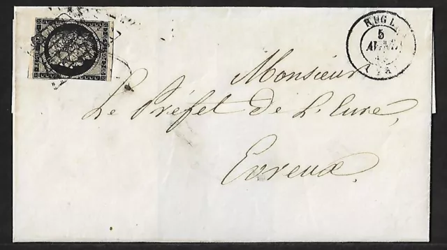 FRANCE EVREUX CERES 20c ON COVER 1867