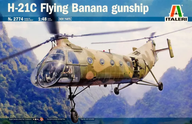 Piasecki H-21C Flying Banana Gunship Army Helicopter 1:48 Model Kit Italeri 2774