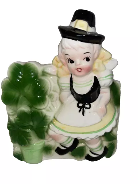 ☘️ HAPPY ST PATRICKS DAY 1950s Irish ☘️ ☘️ Girl Figurine Planter Relpo Rubens ☘️