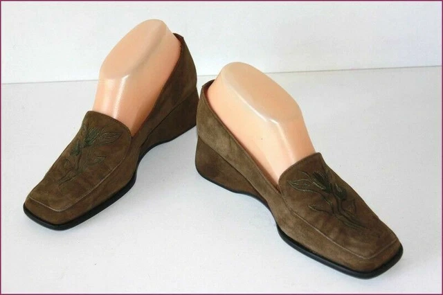 Escarpins Olivier Michel En Daim Marron - Taille 38, Petits Talons Compensés, Très Bon état