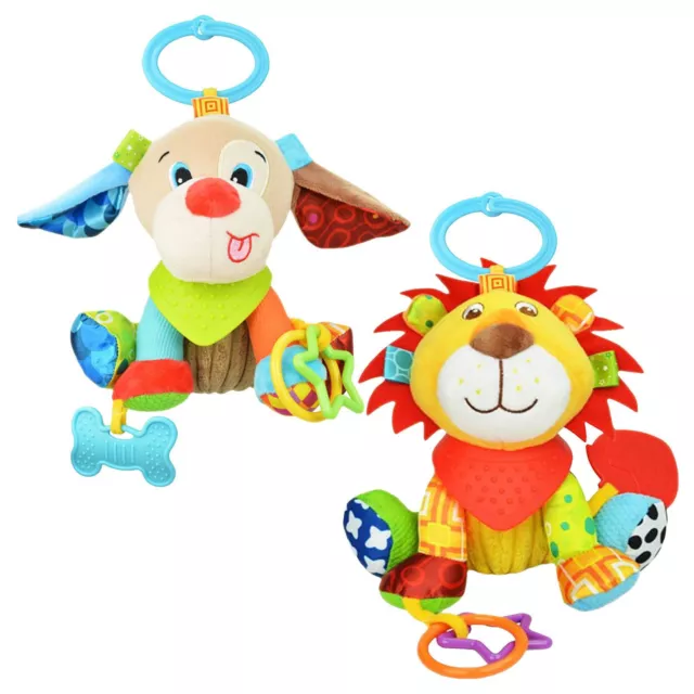 Infant Toys Baby Stroller Toys Plush Animals Bed Wind Chimes Rattles Squeaky Toy