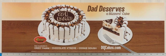 Dairy Queen Poster Backlit Plastic Reese's Father's Day Blizzard Cake 8x27 dq2