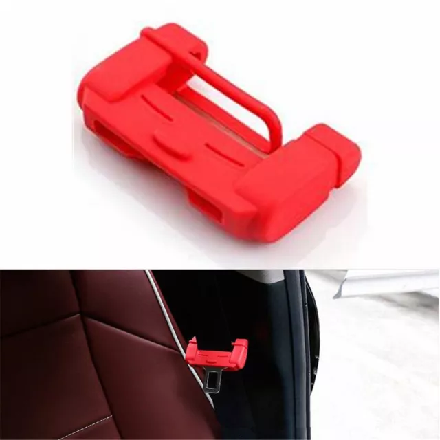 1pc Universal Car Auto Seat Belt Buckle Silicone Cover Clip Anti-Scratch Red