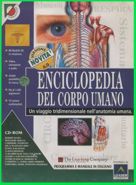 ENCICLOPEDIA del corpo UMANO interactive pc cdrom ITA big box Cartonato italian