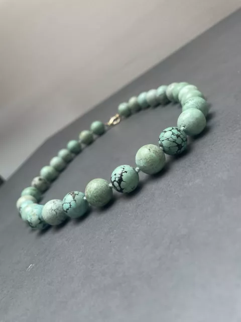 Schöne Edelstein Halskette in Türkis/Hellblau Perlenkette für Damen