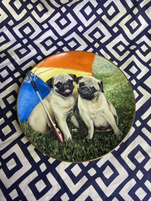 Danbury Mint Staying Dry Pugs Plate