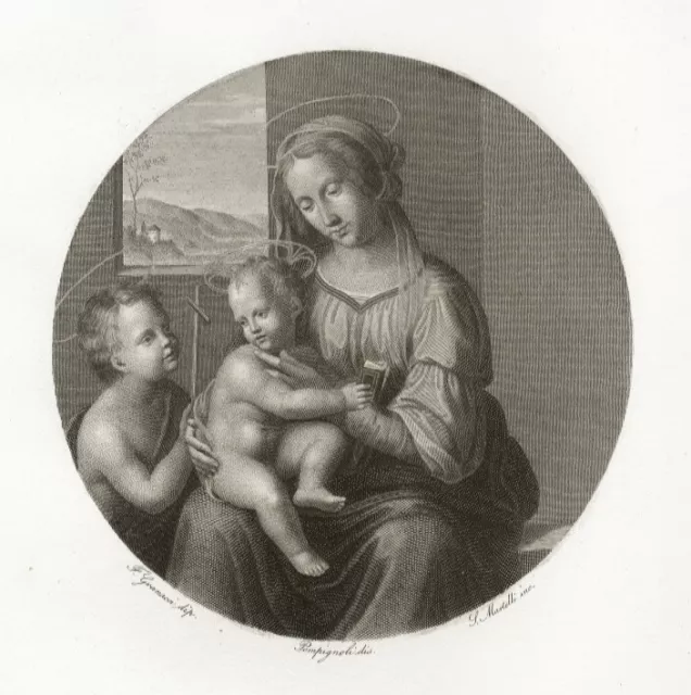 SACRA  FAMIGLIA, di  FRANCESCO GRANACCI , grande incisione su rame,1842