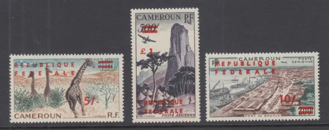 Cameroun Sc C38-C40 MLH. 1961 red surcharges, complete set, VLH.