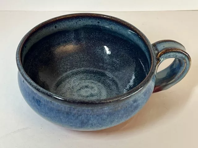 Studio Pottery Mug Hand Thrown Blue Glazed  Cup Soup Bowl Signed