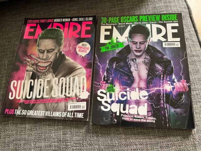 Empire Magazine x2 Suicide Squad - Jared Leto Front Cover - Dec 2015 + Sept 2016