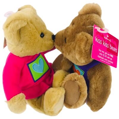 Hallmark Kiss Kiss Bears 10 Inch Plush Stuffed Animals Lot of 2
