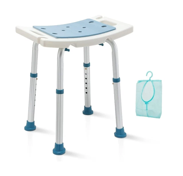 Taburete de ducha Auitoa con soporte para cabezal de ducha y asas, montaje sin herramientas S...