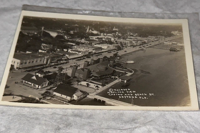 Airplane View Casino & Beach Street Daytona FL Florida RPPC Photo Postcard!