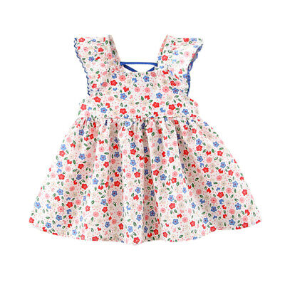 Toddler Baby Kids Girls Floral Rched Dress Princess Dresses Western Style