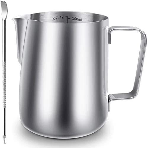 Stainless Steel Milk Frothing Pitcher 12 Oz Espresso Steaming Pitcher
