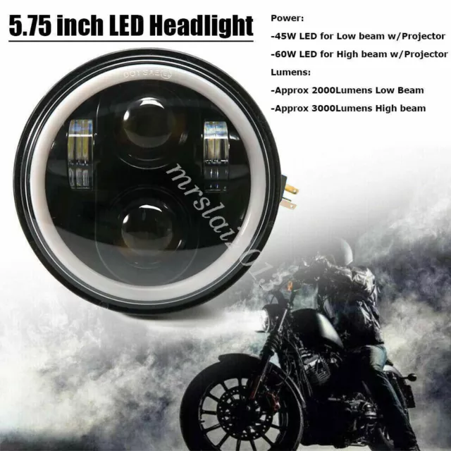 E-Geprüft 5.75'' LED Scheinwerfer 5-3/4" Hi/Lo DRL Projektor Für Harley Motorrad 3