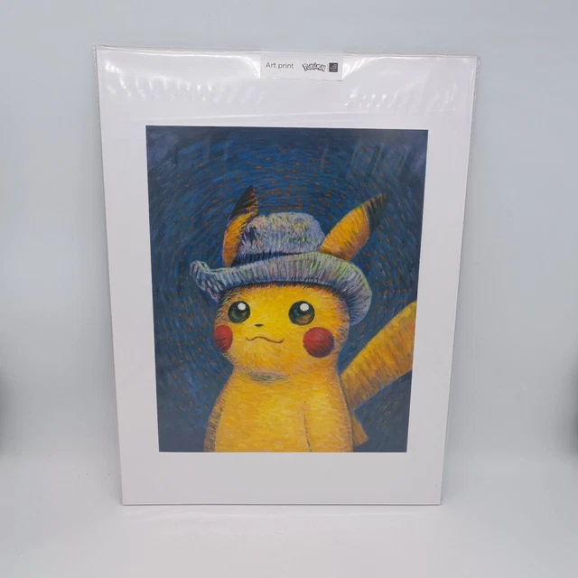 PIKACHU POKEMON SELF Protrait With Grey Felt Hat Art Print Van Gogh ...
