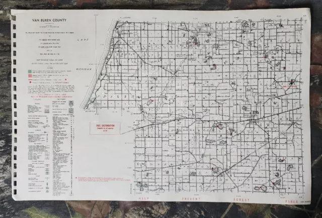 Vtg 1955 Van Buren County Michigan Dept Conservation Plat Maps 11"X17"