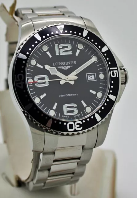 Mens's Longines Hydroconquest L3.640.4 Black Dial Swiss Watch