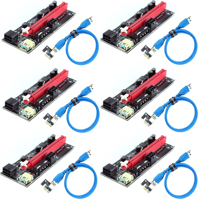 Honeywhale 8-Pack Newest Pcie Riser Ver009S Pci-E Adapter Pcie 1X To 16X Usb 3.0