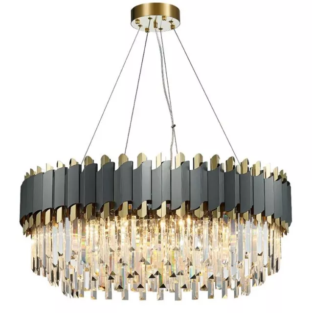 WDW 12 Light Chandelier Gold Metal Postmodern Dark Carbon and Clear K9 Crystal