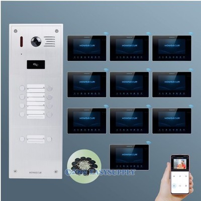 Homsecur HOMSECUR 7" Vidéo Maison Interphone Accès RFID Soutien 10*Moniteurs 10 Familles 