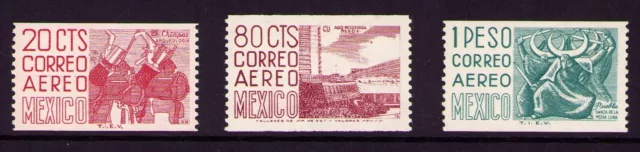 yab29 Mexico C347-9 20ctv- Types of 1950-52 Redrawn MNH Pretty Set of 3