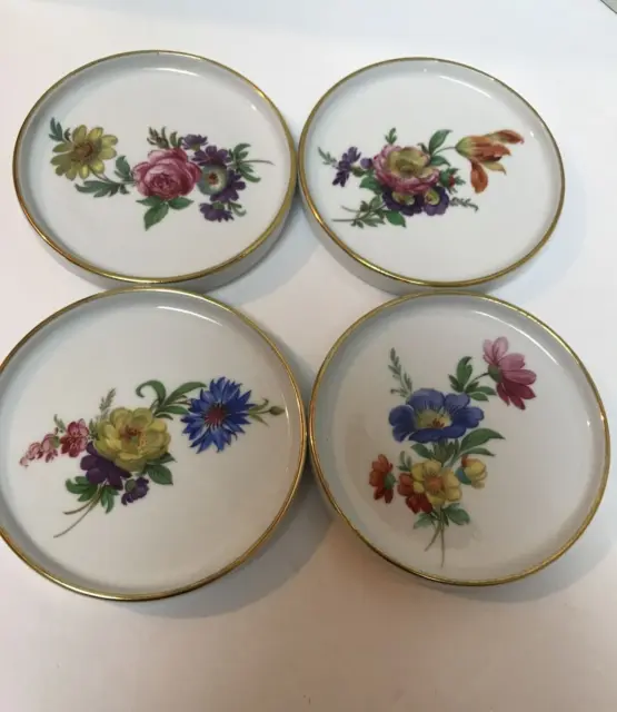 Bareuther Waldsassen Floral Porcelain Coasters Set of 4 Bavaria Germany 2