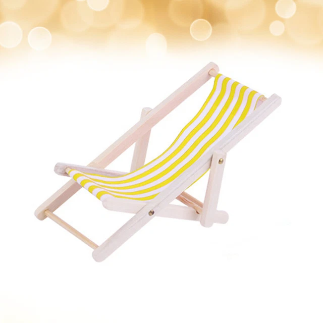Bamboo Baby Dolls House Furniture Miniature Beach Lounge Chair Model