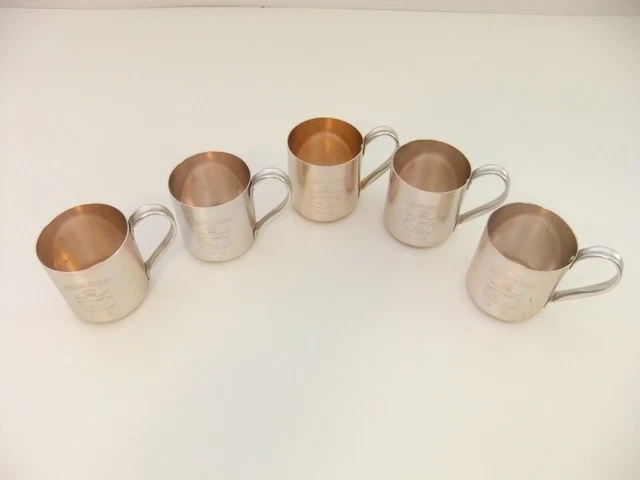 Vintage Smirnoff Mule Mug Set of 5 Aluminum Copper Tone Mugs
