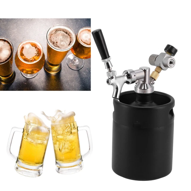 Bier Fass Edelstahl 2L mit Zapfhahn Dispenser Gas Getränke Bier Cola Home Bauen