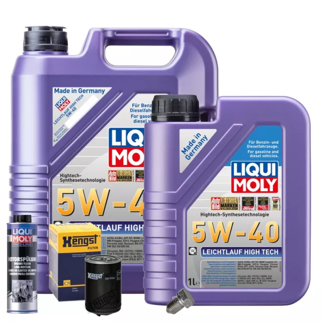 Motoröl 5W40 LIQUI MOLY 6L+HENGST Ölfilter+Spülung+Ölablassschraube