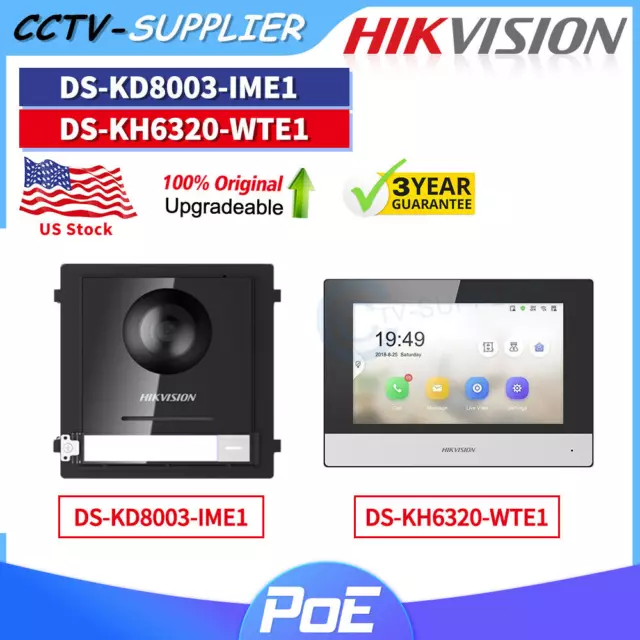 Hikvision Original IP PoE APP DS-KH6320-WTE1 + DS-KD8003-IME1 Video Intercom KIT