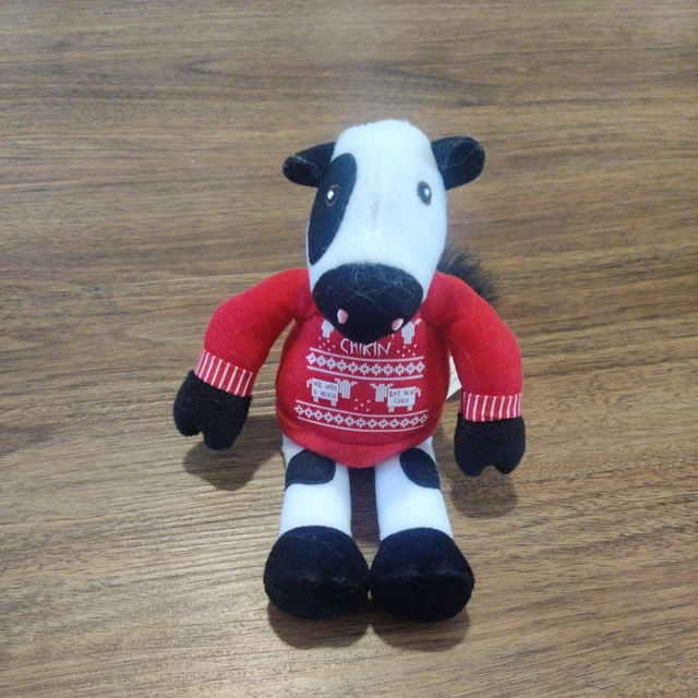 Chick-fil-A Cow Plush Animal Red Christmas Sweater Eat Mor Chikin 8.5" Tall 2018