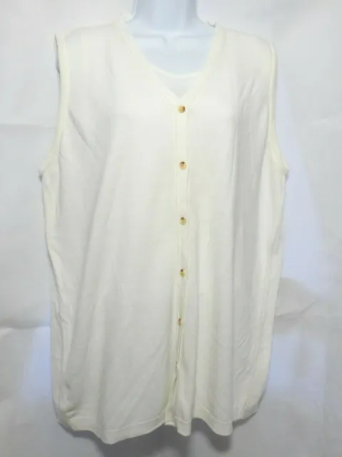 VINTAGE Woolworths Ivory Button Up Sleeveless Knitted Waistcoat - Size XL