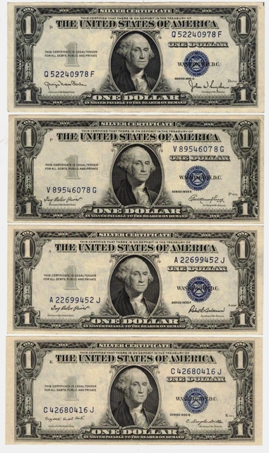 1935-D E F G $1 One Dollar Silver Certificate ATHEIST Notes Grading AU Crispy