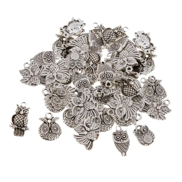 50 Stücke Assorted Tibetischen Silber Eule Charms Anhänger Perle DIY