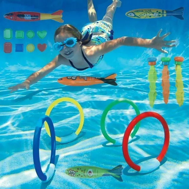 19x Tauch-Spielzeug-Set spaßiges versinkendes Swimming Pool Unterwasserspielzeug