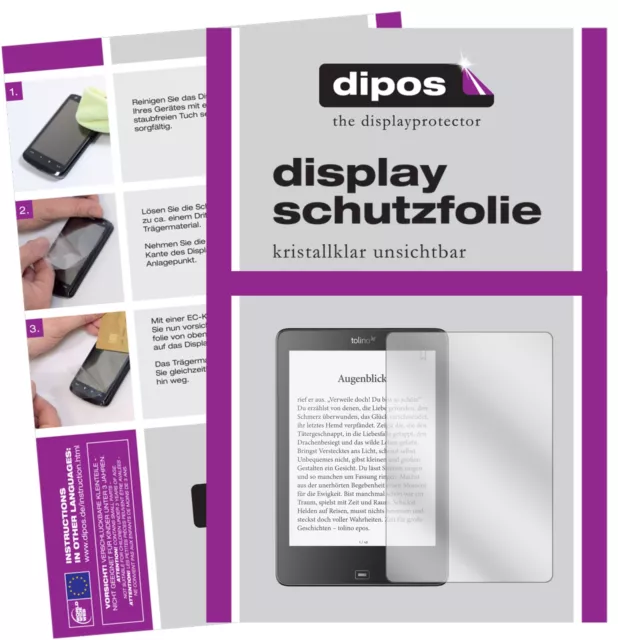 2x Schutzfolie für Tolino Epos eBook Reader klar Displayschutzfolie Display