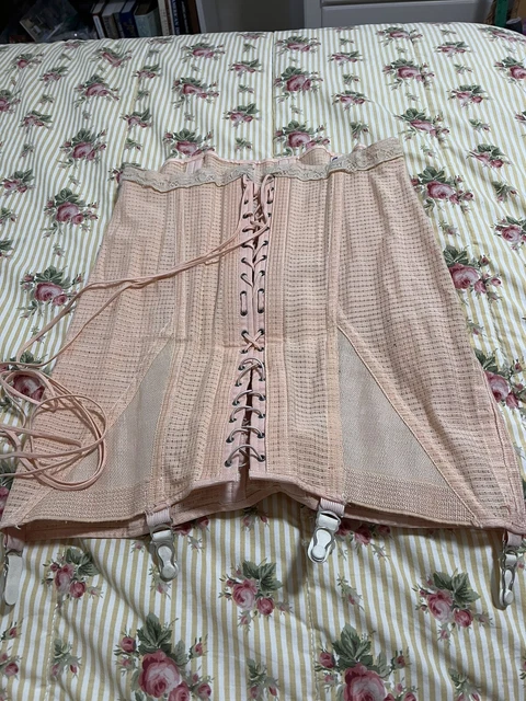 VINTAGE 1940’S SPENCER Pink Lace Up Girdle Garter Corset Shapewear