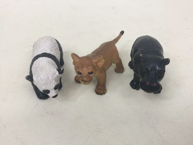 AAA Brand  Lot of 3 Wild Animal Babies Safari Educational Toys, HIPPO LION PANDA