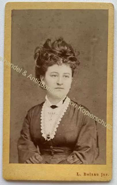orig. CDV photo photography fashion woman lady around 1870 Bolzau Bielefeld Lemgo